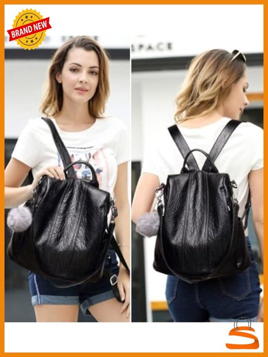 Anti-Theft PU Backpack Purse Convertible Rucksack Travel main image 5